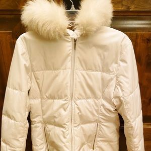 Anne Klein puffer jacket with removable fox collar